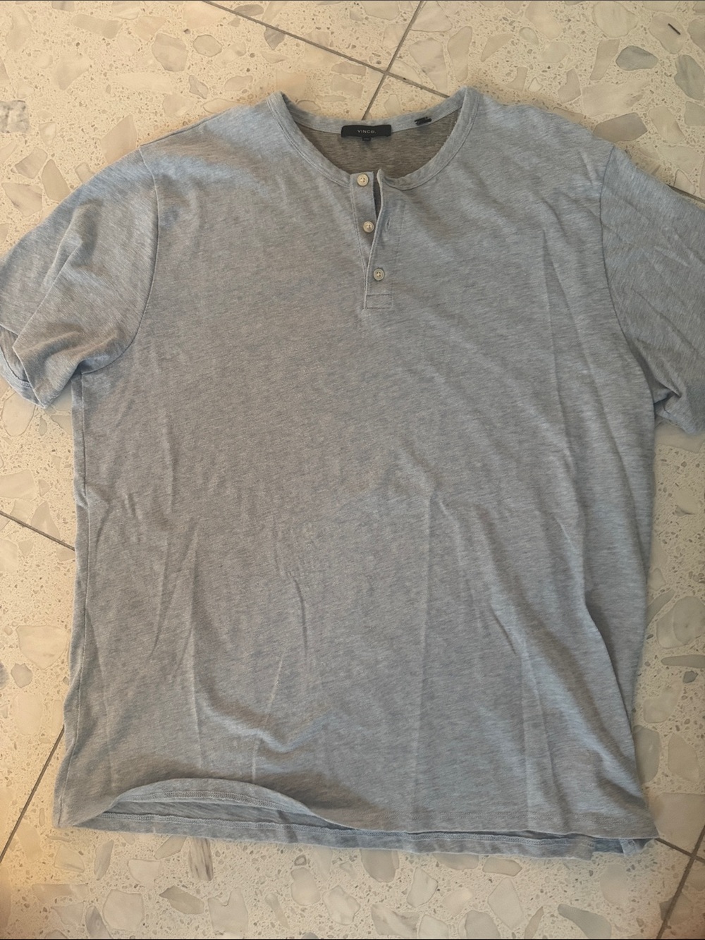Vince Light Gray Short-Sleeve Henley Tee